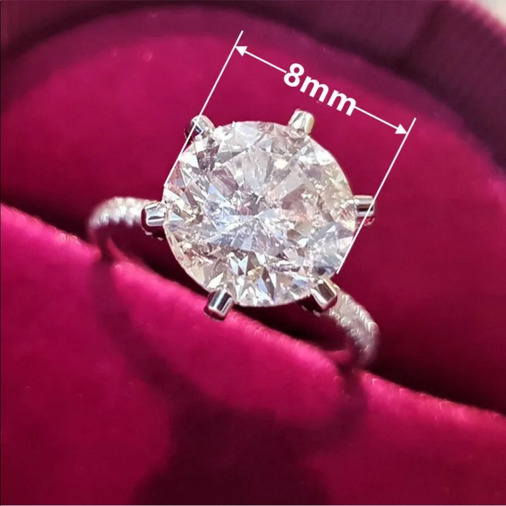 New Women’s 925 Silver Round Cut Diamond Ring - Picture 3 of 4
